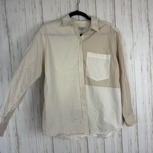 Rails Two-Tone Beige and White Button-Up XS